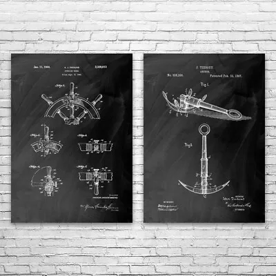 Nautical Sailing Patent Prints Set Of 2 Navy Officer Ship Captain Gift Wall Art • $23.95