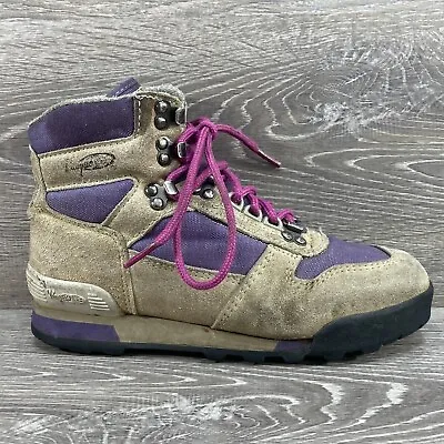 Vintage Vasque Womens 7.5 Purple Brown Suede Leather Lace Up Hiking Boots Shoes • $44.97