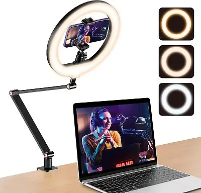 APEXEL USB 10'Ring Light For Desk With Adjustable Stand Phone Holder For YouTube • $49.99