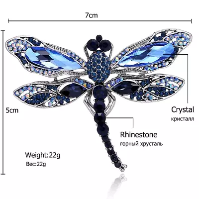 Fashion Crystal Vintage Dragonfly Brooches For Women Large Insect Brooch Pins • $7.19