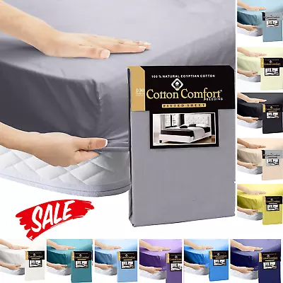 £12.99 • Buy 100% Egyptian Cotton 35cm Extra Deep Fitted Sheet 400 TC 25cm Bed Sheets UK Size