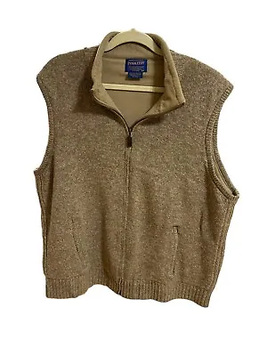 Pendleton 100% Pure Virgin Wool Fleece Lined Knit Sweater Vest Mens X-Large Tan • $44.95