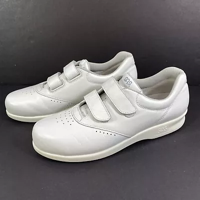 SAS Me Too Womens Size 9.5  S White Leather Hook And Loop Comfort Walking Shoes • $34.91