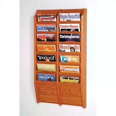 $218.99 • Buy Pemberly Row 14 Pocket Medium Oak Wall Mount Magazine Rack