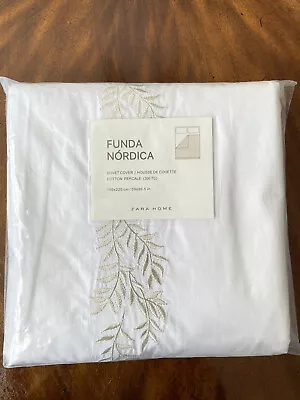 Brand New- Zara Home Twin Size Duvet Cover -  Cotton / Percale - Embroidered • $99