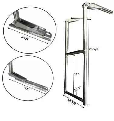 #marine Boat Stainless Steel 2 Step Telescopic Folding Ladder W Rubber Foot Grip • $58.99