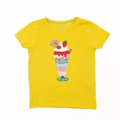 Mini Boden Top Girls Yellow Ice Cream Summer Cotton Short Sleeve Kids Holiday • £11.89