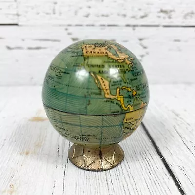 Vintage GLOBE Shaped PENCIL SHARPENER Tin Litho MADE In ENGLAND Figural Pre-War? • $97.50