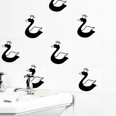 £7.50 • Buy Colorful Swan Tile Wall Sticker For Bathroom, Tile Transfer, Bathroom Sticker