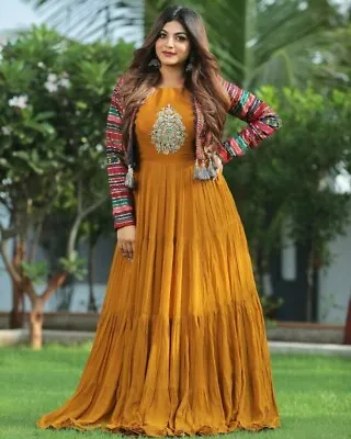 Indian Style Women Rayon Beautiful Gown With Jacket With Embroidery Work • $35.77