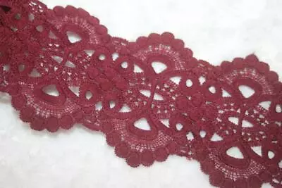 4 Yards Burgundy Maroon VENISE Embroidered Victorian Trim Lace 4.5  Wide • $8.46