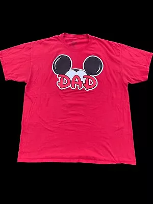 Disney Dad Mickey Mouse Ears T Shirt Short Sleeve Red Mens Size XL • $12.95