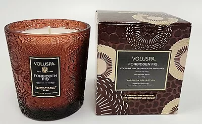 Voluspa Forbidden Fig Classic Candle Embossed Glass Jar • $32.99