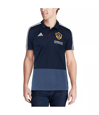 Adidas Mens LA Galaxy Coaches Rugby Polo Shirt Blue Small • $40.80