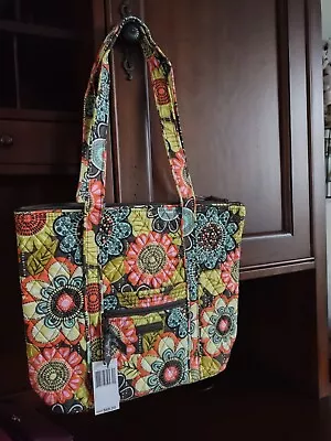 Vera Bradley Villager Tote Shoulder Bag Purse In Flower Shower Brown Yellow Blue • $69.99