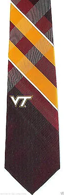 Virginia Tech Hokies Mens Necktie College University Logo Plaid Red Neck Tie  • $29.95