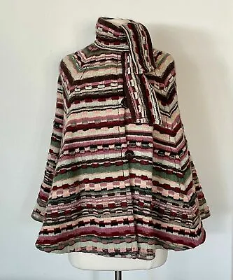 MISSONI Multicolor  Wool Knit Button Cape Poncho JACKET IT40 US 4 • $275