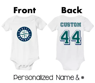 Seattle Mariners Personalized Baseball Tshirt Newborn Toddler Infant Custom Tee • $19.95