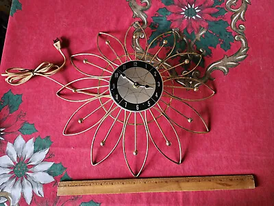 Vintage American Clock Co. Starburst Sunburst Electric Wall Clock 60s MCM RARE • $105