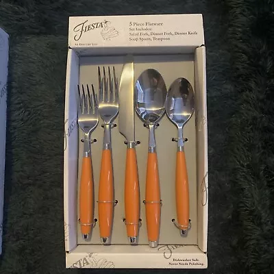 Fiesta Fiestaware Orange Flatware Silverware Dinner 5-piece Lot Set • $46.99