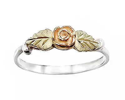 Black Hills Gold Sterling Silver Ladies Ring W 10K Rose Size 6 FAST SHIPPING • £71.24