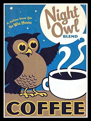 £4.45 • Buy Coffee Night Owl, Retro Metal Sign/Plaque Wall Vintage / Cafe Gift