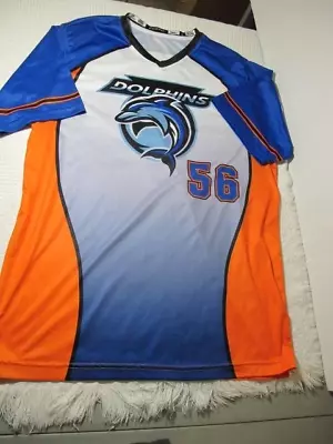 Champro Miami Dolphin SS 100% Poly Top Andres #56 Sz L • $34.99