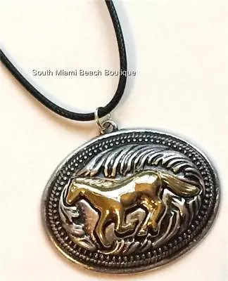 Silver Gold Horse Necklace Equestrian Mustang Country Western Cowgirl Plated • $7.99