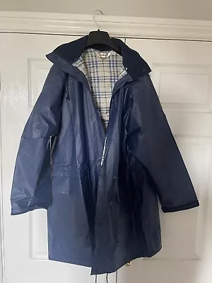 Retro Damart PVC Raincoat - Blue Size 16/18  Long - Excellent Condition • $21.15