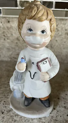 Ceramic Porcelain Boy Doctor With Mask And Syringe Figurine 5  Height • $11
