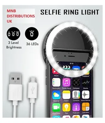 Selfie LED Light Ring Flash Clip Rechargeable Camera For Phone & Tablets Iphone  • £4.99