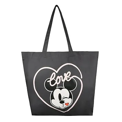 Official Disney Ladies Mickey Mouse Love Kiss Tote Bag Grey • £10.99