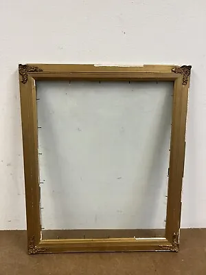 Antique Picture Frame Gold Wood Vintage Layer Gilt Gesso Pressed Tin FIT 13 X 16 • $19.99