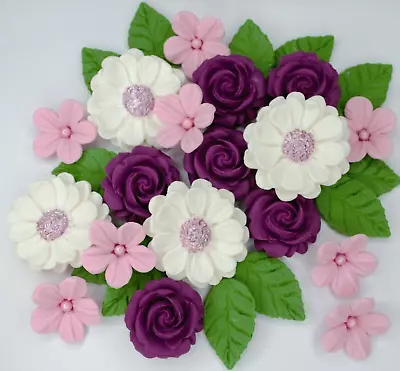 MAGENTA ROSE  BOUQUET Sugar Flowers Cake Decorations • £8.95
