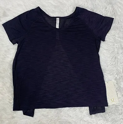 $39.99 • Buy Lululemon Back In Action Open Back SS Shirt Womens Size 4 Dark Gray Stretch New