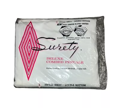 Vintage Surety Deluxe Combed Percale Fitted Sheet Double Bottom Elastic Corners  • $22.55