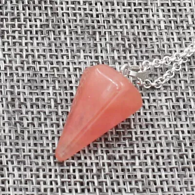 Natural Gemstone Crystal Quartz Healing Pendulum Pendant Chakra Chain Necklace • $1.83