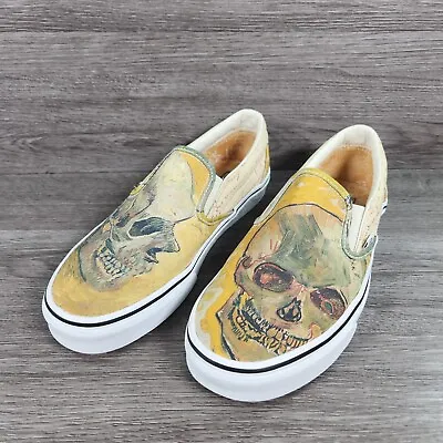 Vans Van Gogh Skulls Limited Edition Yellow Unisex Trainers Slip On  Size UK 8  • £65