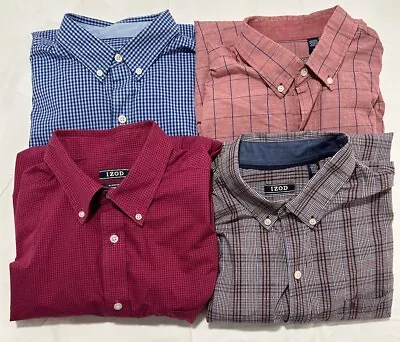 Lot Of 4 IZOD Men’s Dress Shirts- 16-16.5 /34-35 Size Large -EUC • $12.99