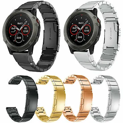 For Garmin Fenix 5 5S 5X 6 6X 6S QuickFit Stainless Steel Metal Watch Band Strap • $39.99