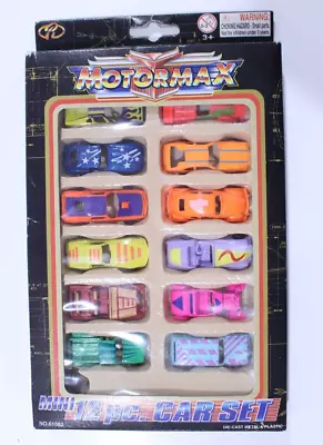 VTG Die Cast MotorMax Mini 12 Pack Car Set Multicolor Metal 61002 NEW NOS • $19.99