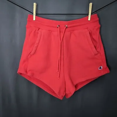 $22.48 • Buy Vintage Champion Sweat Shorts Large Red Reverse Weave Spell Out Logo High Rise
