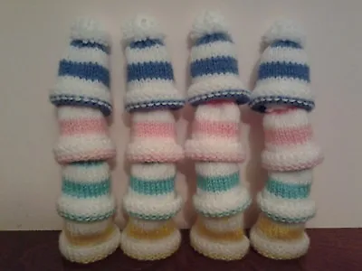 Hand Knitted Egg Cosy/cosies  Hats In Cornishware Stripe Design. • £4.99