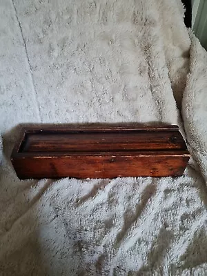 £34 • Buy Antique Vintage Wooden Old School Pencil Box Slide Top Character One Off Unique