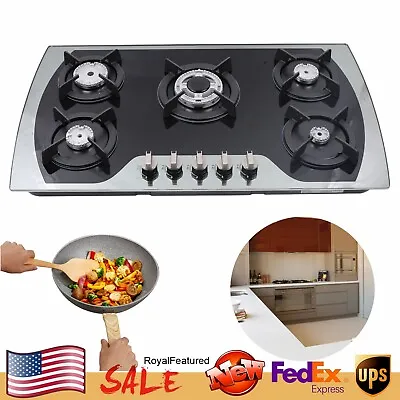 USA 5 Burners Gas Stove 35.4  Built-In Gas Cooktop Natural Gas Propane Stainless • $177.65