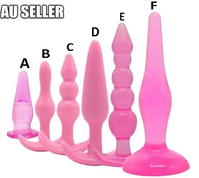 Butt Plug* Set Soft Flexible Anal Bead Chain Sex Toy 6 Styles Pink/Purple  • $6.99