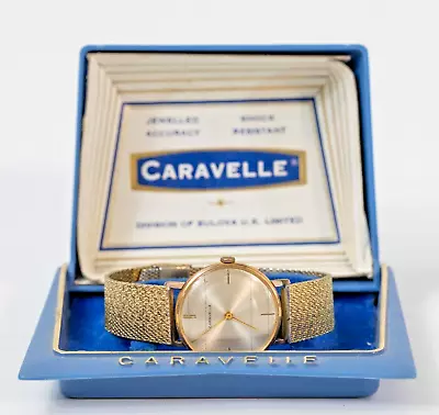 Vintage CaravelleBulova UK Yellow Metal Mechanical WristwatchWorking. • $26.15