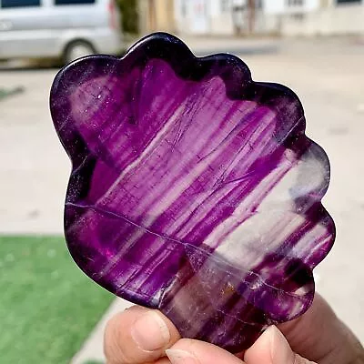 120G Natural Fluorite Quartz Carved Shell Bowl Crystal Spirit Therapy Gift • $0.99