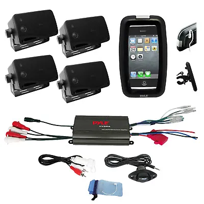 New Pyle Bike Bicycle Offroad  4 Black Box Speakers W/800W Amplifier Phone Case • $129.49
