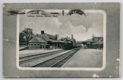 Railway Station Malden Mass MA Postcard K26 • $5.95